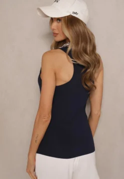 Granatowy Tank Top z Bawełny Basic Emiaris