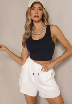 Granatowy Tank Top z Bawełny Basic Emiaris