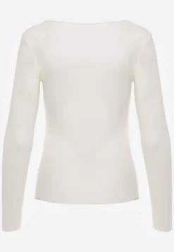 Jasnobeżowa Bluzka Longsleeve z Wiskozy i Kaszmiru Unelle