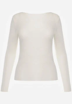 Jasnobeżowa Bluzka Longsleeve z Wiskozy i Kaszmiru Unelle
