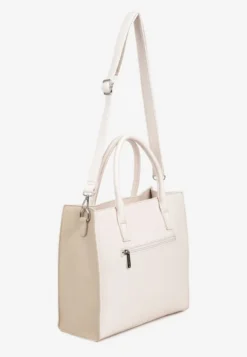 Jasnobeżowa Klasyczna Torebka Typu Shopper z Paskiem Crossbody Nalireine