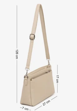 Jasnobeżowa Mała Torebka Listonoszka w Eleganckim Stylu Salzedi