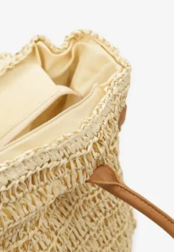 Jasnobeżowa Pleciona Torebka o Dużym Fasonie Tote w Stylu Boho Emerria