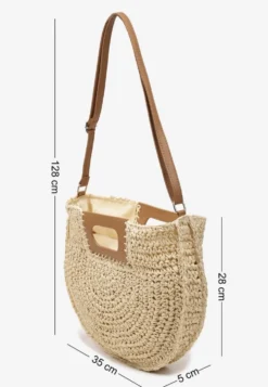 Jasnobeżowa Torebka na Ramię w Stylu Boho z Regulowanym Paskiem Arpive