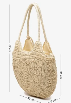 Jasnobeżowa Torebka Shopperka Boho z Plecionej Rafii Aidarsa
