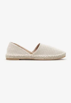 Jasnobeżowe Espadryle Ozdobione Wyciętą Cholewką i Plecionką Wommea