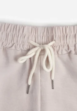 Jasnobeżowe Spodnie High Waist ze Sznurkiem w Talii i Prostą Nogawką Raveann