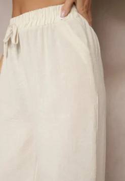 Jasnobeżowe Spodnie o Szerokim Kroju High Waist Edilisea