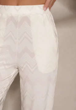Jasnobeżowe Spodnie z Wiskozą o Szerokim Kroju High Waist Weralis