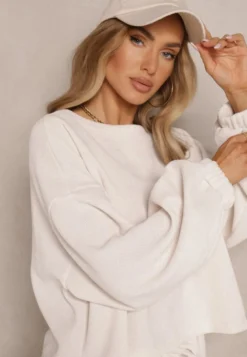 Jasnobeżowy Basicowy Komplet Szorty i Bluza Novirissa