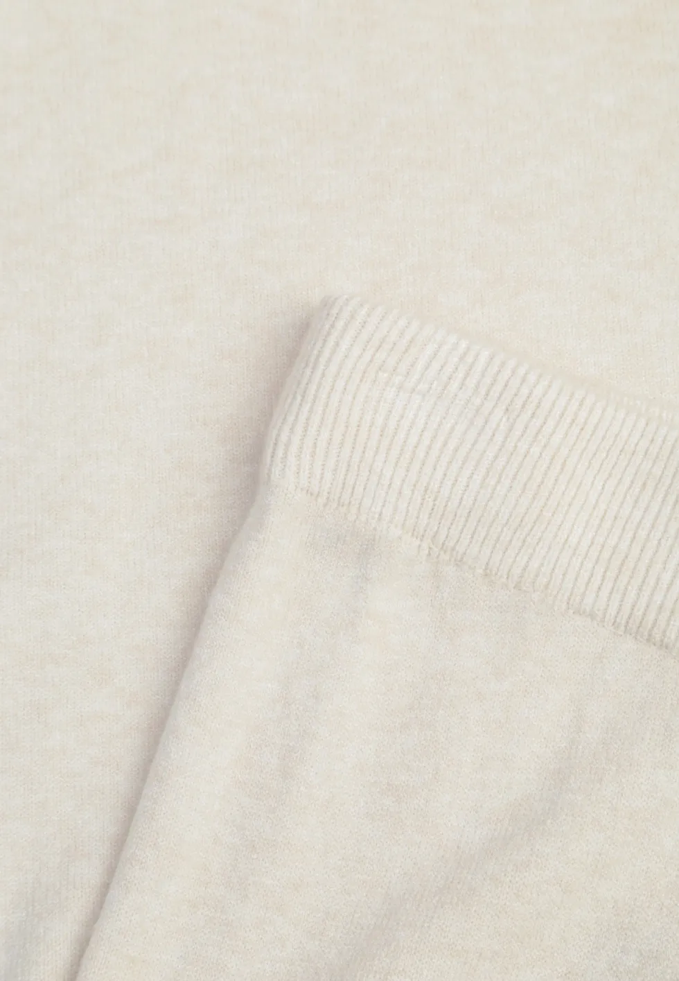 Jasnobeżowy Komplet Dzianinowy z Wiskozą Longsleeve i Luźne Spodnie Mirette