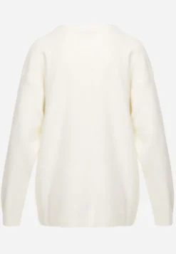 Jasnobeżowy Sweter Oversize z Bawełną i Wełną Typu Basic Oseani