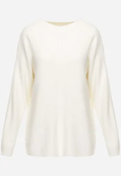 Jasnobeżowy Sweter Oversize z Bawełną i Wełną Typu Basic Oseani