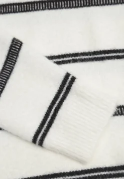 Jasnobeżowy Sweter z Wełną i Bawełną w Poziome Paski Kimllla