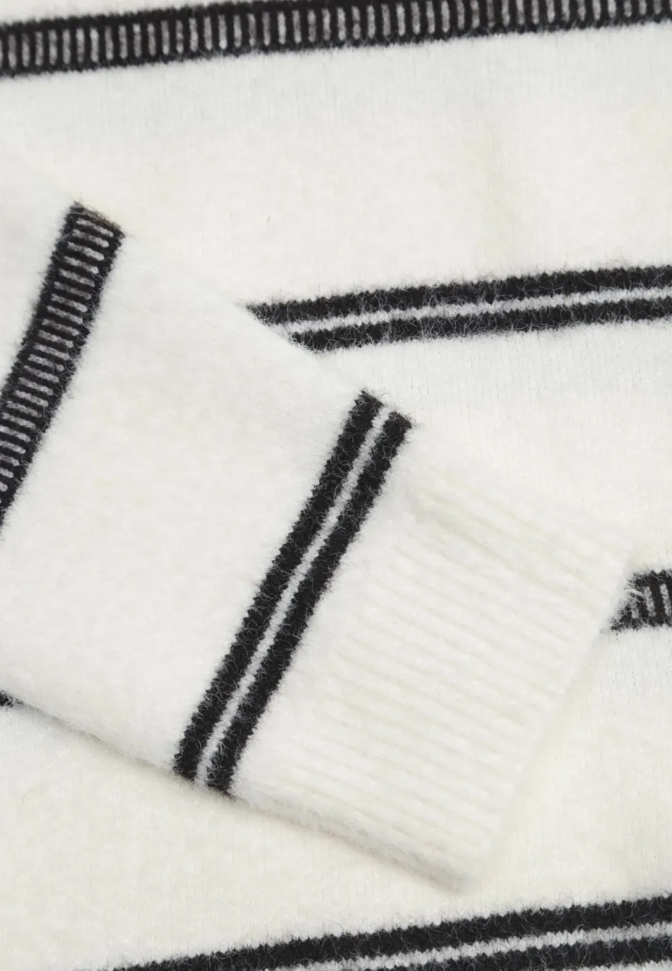 Jasnobeżowy Sweter z Wełną i Bawełną w Poziome Paski Kimllla