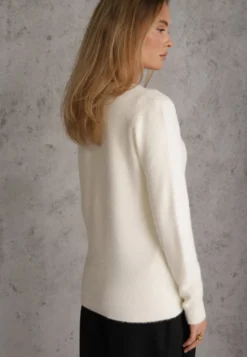 Jasnobeżowy Sweter z Wełną w Minimalistycznym Stylu Joslina