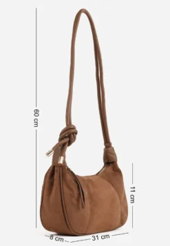 Jasnobrązowa Torebka Stylizowana na Zamsz w Casualowym Stylu na Ramię Divello