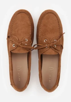 Jasnobrązowe Mokasyny VICES z Wkładką ze Skóry Naturalnej ze Sznurowaniem Nairis