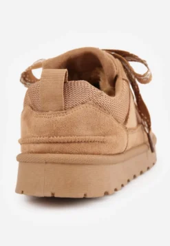 Jasnobrązowe Śniegowce w Stylu Sneakersów Chunky ze Sznurowaniem i Bieżnikiem Iitha
