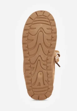 Jasnobrązowe Śniegowce w Stylu Sneakersów Chunky ze Sznurowaniem i Bieżnikiem Iitha