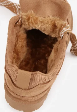 Jasnobrązowe Śniegowce w Stylu Sneakersów Chunky ze Sznurowaniem i Bieżnikiem Iitha