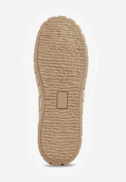Jasnobrązowe Sneakersy Vices na Platformie z Ozdobą i Napisem Leawen