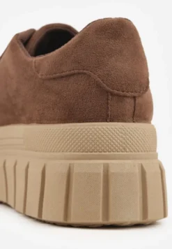 Jasnobrązowe Sneakersy Vices na Platformie z Ozdobą i Napisem Leawen