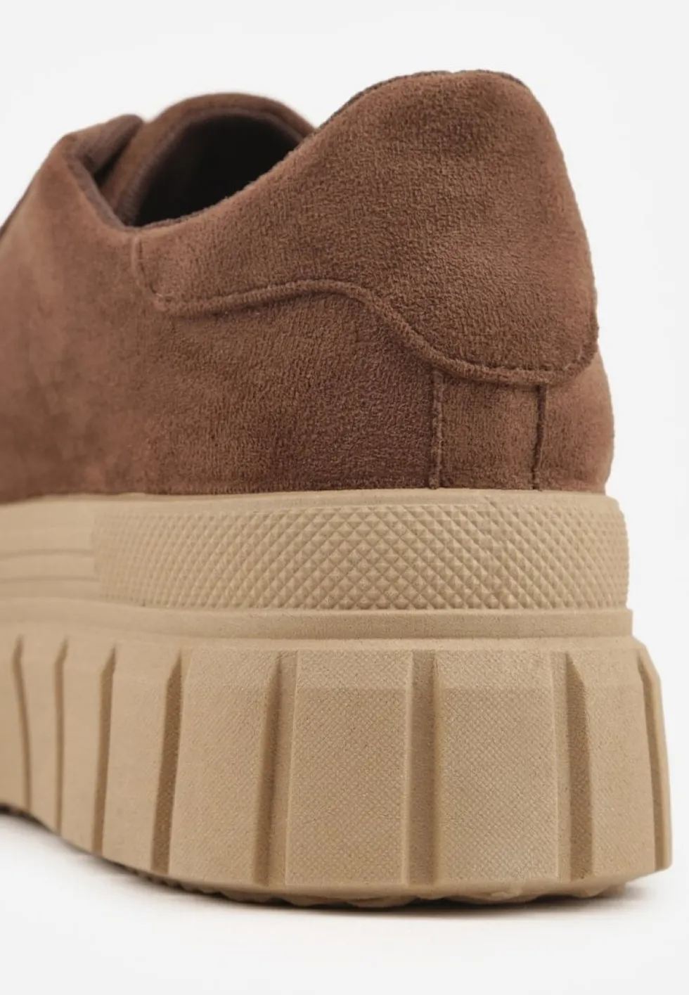 Jasnobrązowe Sneakersy Vices na Platformie z Ozdobą i Napisem Leawen