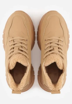 Jasnobrązowe Trapery Sneakersy Vices na Platformie z Tłoczeniem Nirrise