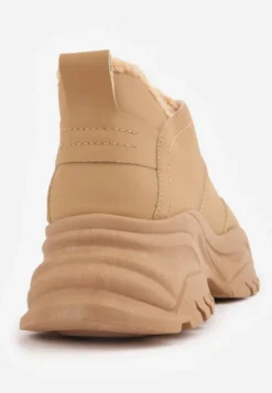 Jasnobrązowe Trapery Sneakersy Vices na Platformie z Tłoczeniem Nirrise