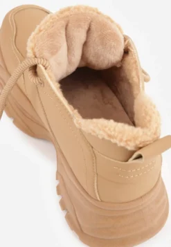 Jasnobrązowe Trapery Sneakersy Vices na Platformie z Tłoczeniem Nirrise