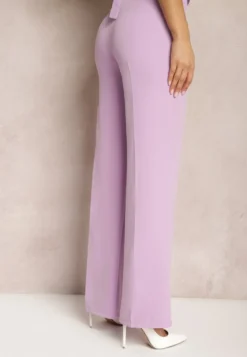 Jasnofioletowe Spodnie Szerokie High Waist Dule