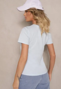 Jasnoniebieski Casualowy Bawełniany T-shirt Rivali