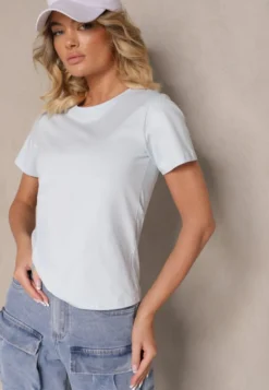 Jasnoniebieski Casualowy Bawełniany T-shirt Rivali