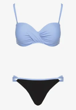 Jasnoniebieskie Bikini Majtki Figi i Biustonosz z Marszczeniem Sepiana