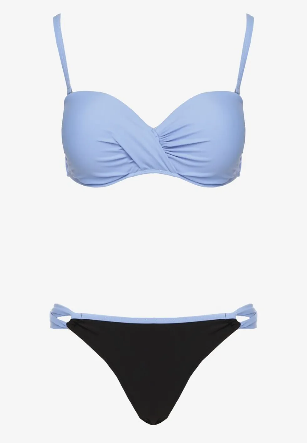 Jasnoniebieskie Bikini Majtki Figi i Biustonosz z Marszczeniem Sepiana