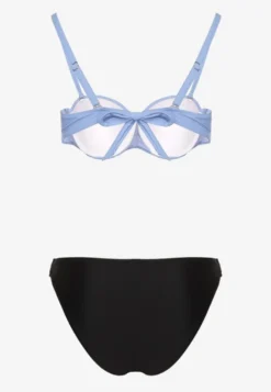 Jasnoniebieskie Bikini Majtki Figi i Biustonosz z Marszczeniem Sepiana