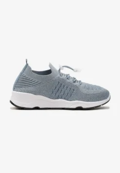 Jasnoniebieskie Buty Sportowe Ściągane Gumką Ozdobione Metaliczną Nicią Rianelle