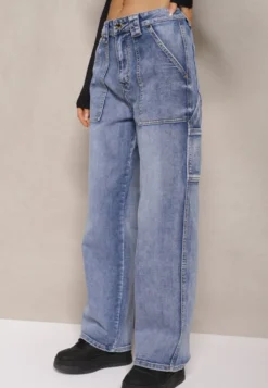 Jasnoniebieskie Jeansy High Waist o Kroju Palazzo z Szerokimi Nogawkami Xavina