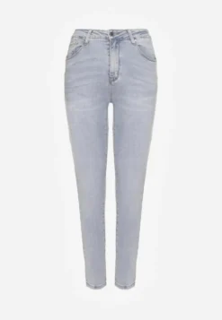 Jasnoniebieskie Jeansy z Bawełną Skinny Push Up Yastebia
