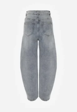 Jasnoniebieskie Jeansy z Bawełny Barrel Leg High Waist Vezorea