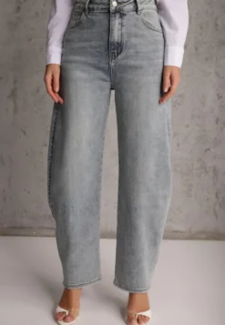 Jasnoniebieskie Jeansy z Bawełny Barrel Leg High Waist Vezorea