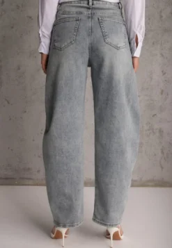 Jasnoniebieskie Jeansy z Bawełny Barrel Leg High Waist Vezorea