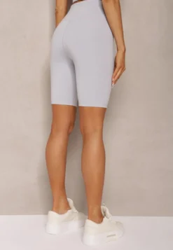 Jasnoniebieskie Szorty Typu Kolarki High Waist z Szeroką Gumką w Talii Nanseline
