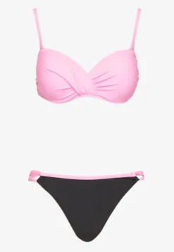 Jasnoróżowe Bikini Majtki Figi i Biustonosz z Marszczeniem Sepiana