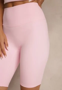 Jasnoróżowe Szorty Kolarki High Waist Basalla