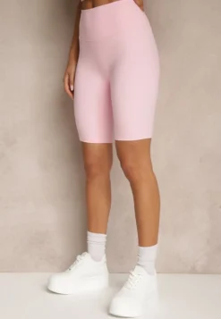 Jasnoróżowe Szorty Kolarki High Waist Basalla