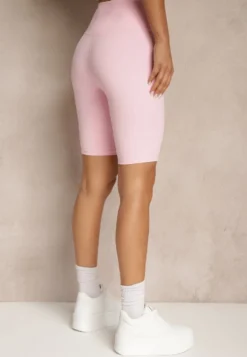 Jasnoróżowe Szorty Kolarki High Waist Basalla