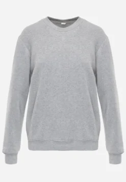 Jasnoszara Bluza Basic Ocieplana Polarem Kaianna