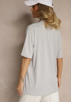 Jasnoszara Koszulka T-shirt z Naszytą Kieszonką TLanitra